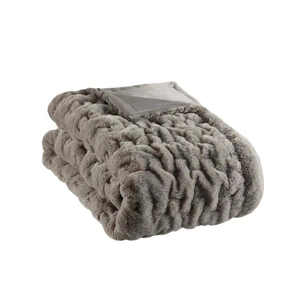 French Design Throw Blanket-Euro Gray Ruched