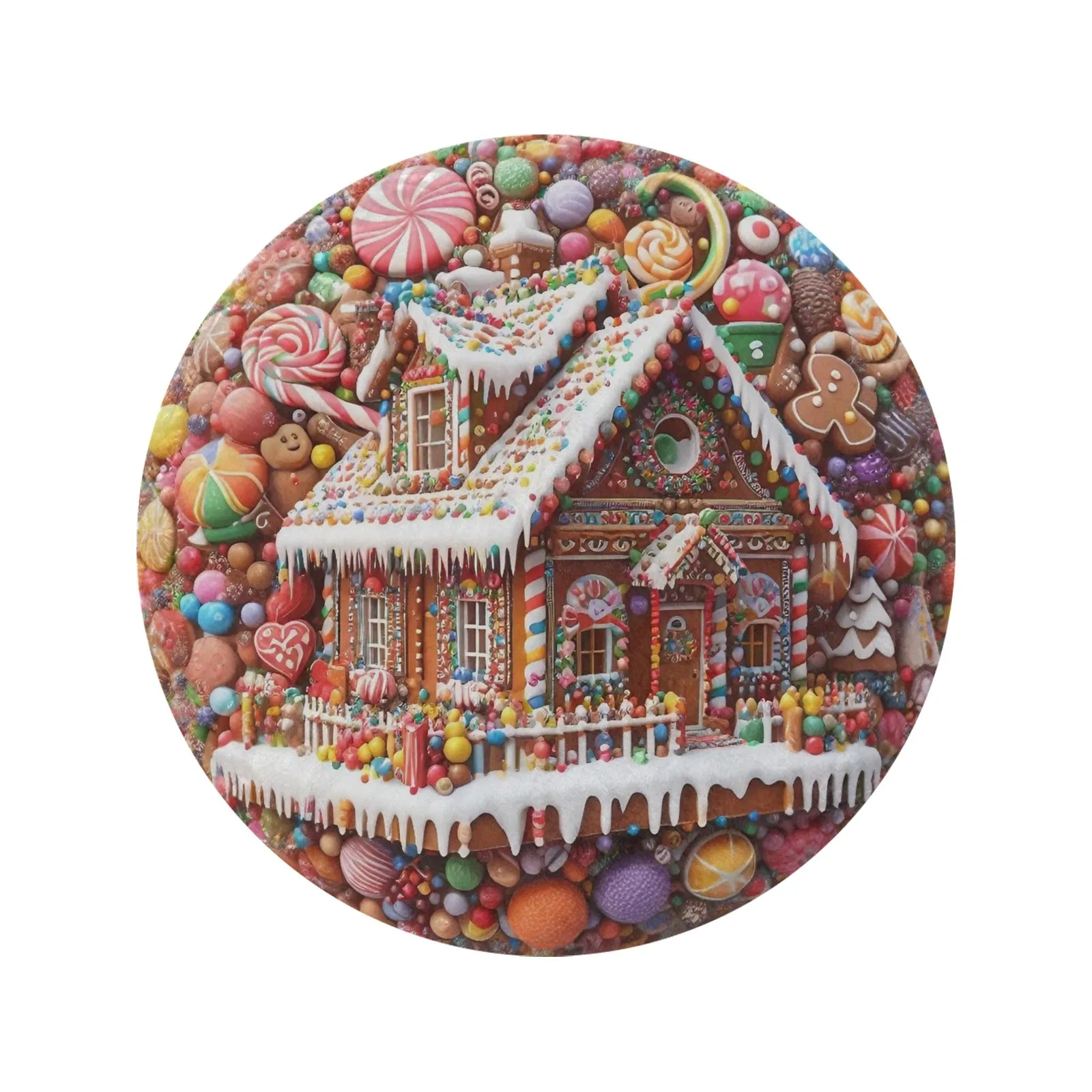 Gingerbread House Circular Micro Fleece Blanket