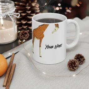 Giraffe Gift - Mug Personalized with Name - Cute Coffee Mug - Giraffe Lover Present - Birthday Gift Idea - Smooth Printed Design Mug 11oz