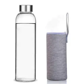 Glass Water Bottle with Stainless Steel Lid