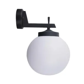 Globe Down Black Wall Light