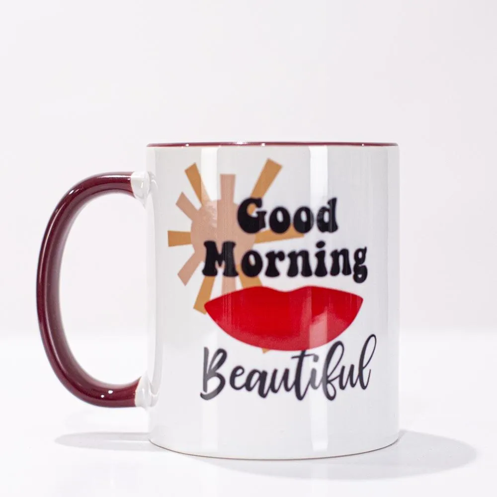 Good Morning Beautiful Retro Red Lips Coffee Mug