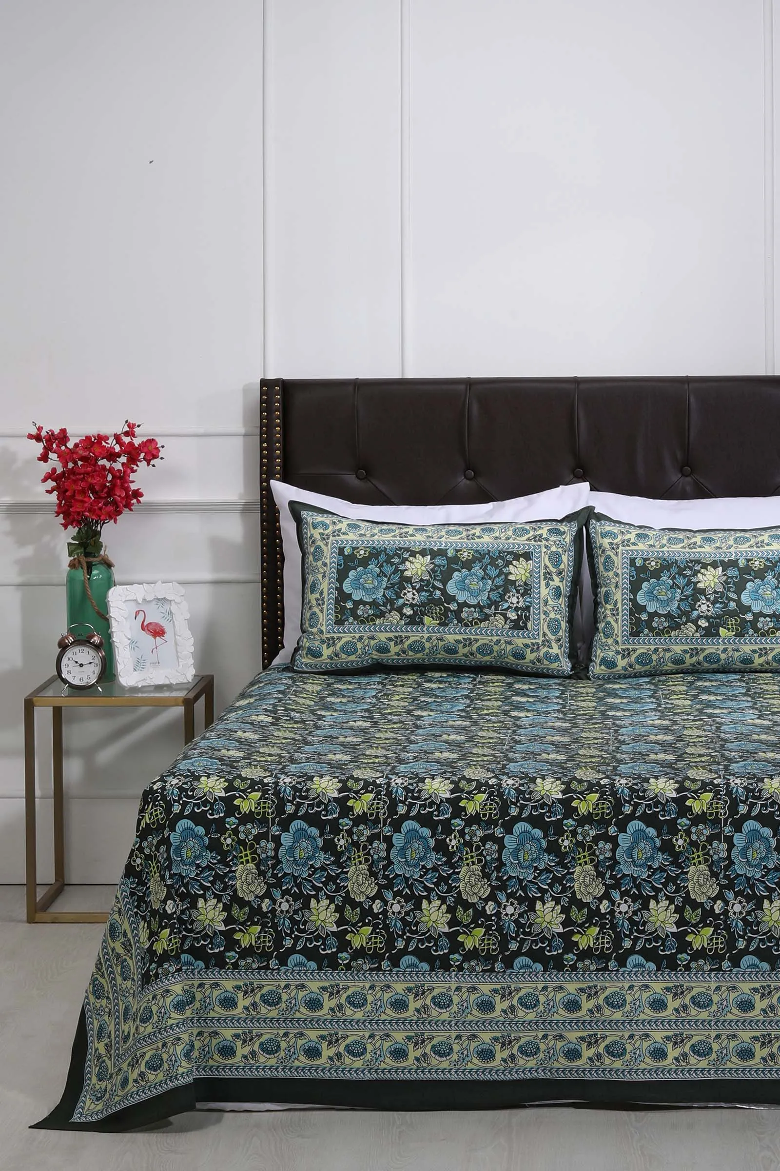 Green Anemone Flower Bedsheet