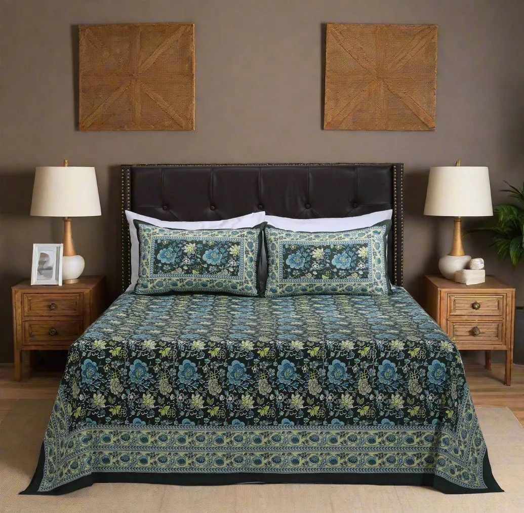 Green Anemone Flower Bedsheet