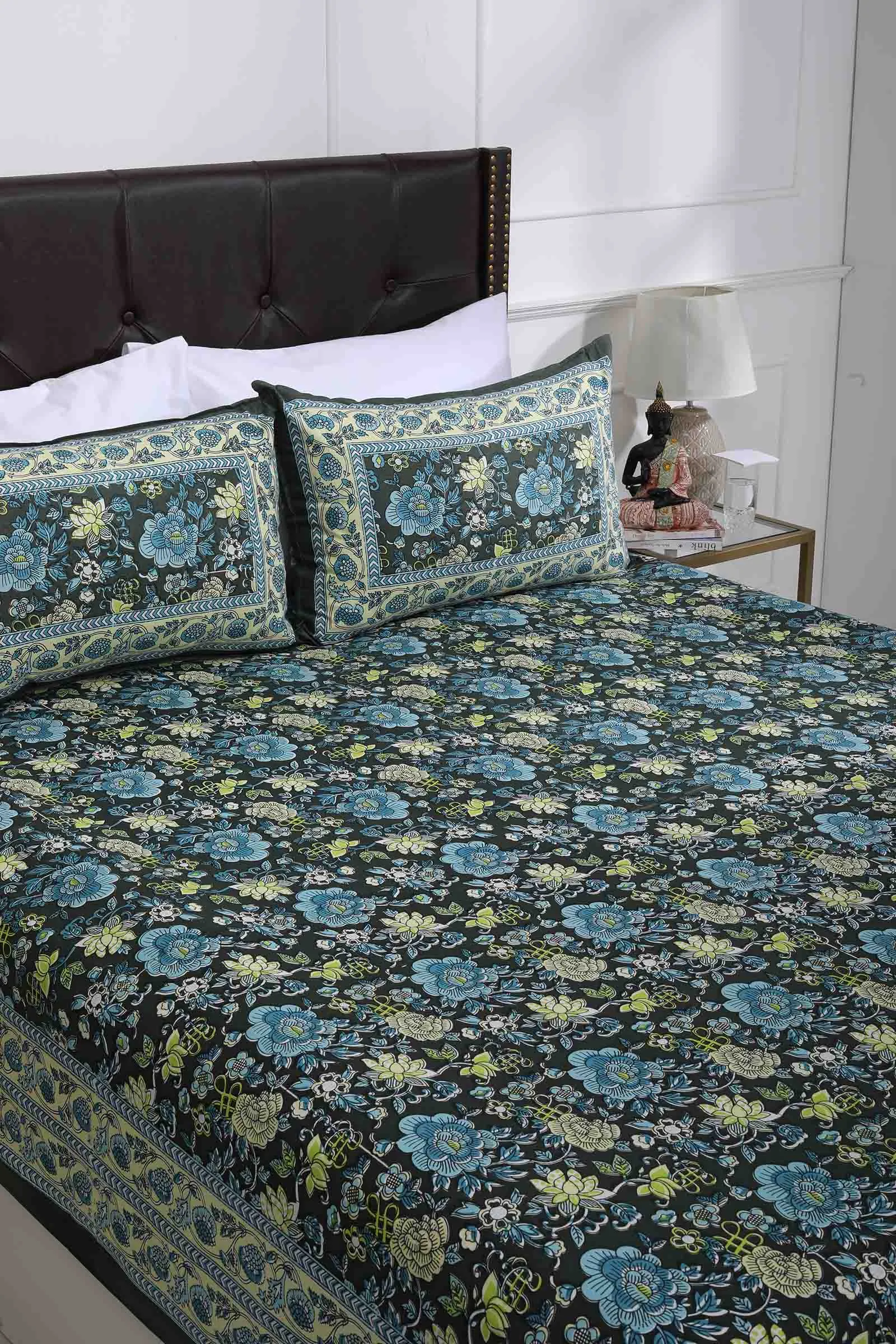 Green Anemone Flower Bedsheet