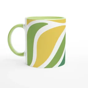 Green Ceramic Mug with Abstract Organic Pattern