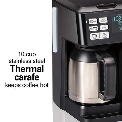 Hamilton Beach FlexBrew Thermal Coffee Maker, Single Serve & Full Pot, Compatible with K-Cup Pods or Grounds, Programmable, Black and Stainless (49966)