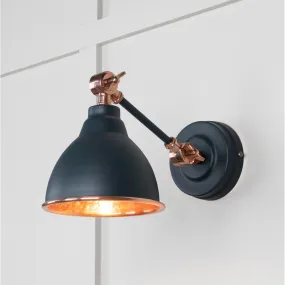 Hammered Copper Brindley Wall Light in Soot | From The Anvil