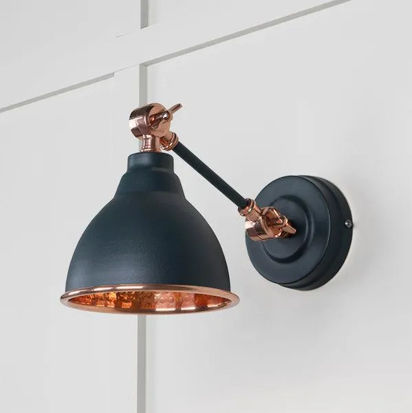 Hammered Copper Brindley Wall Light in Soot | From The Anvil