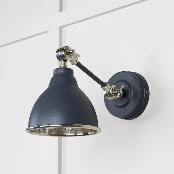 Hammered Nickel Brindley Wall Light in Slate | From The Anvil