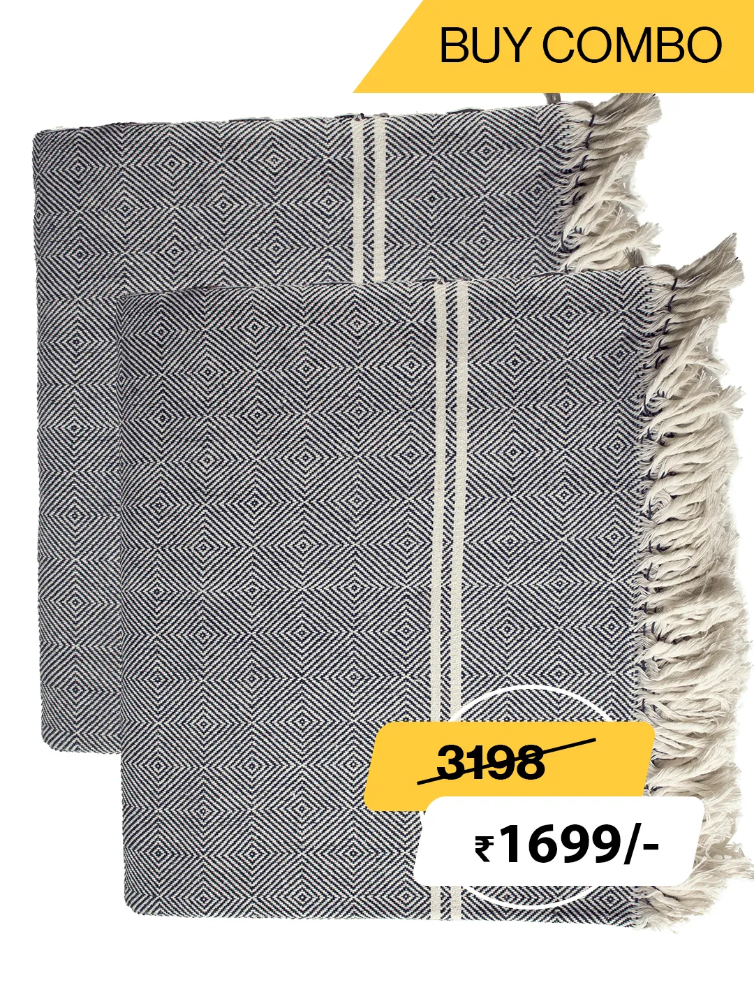 HAND WOVEN KHADI KHES, BLANKETS, THROW  IN GREY COLOR- ALL WEATHER