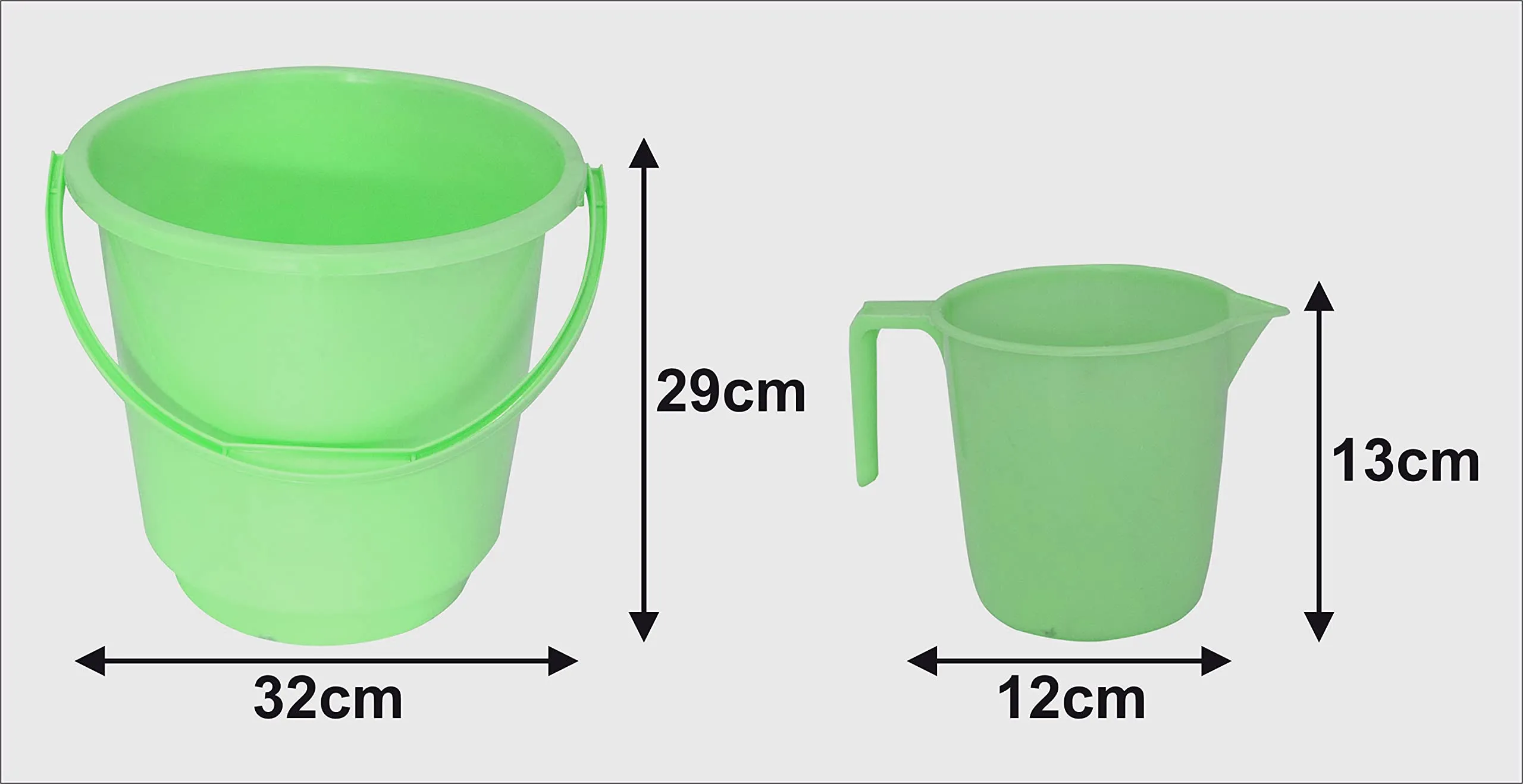 Heart Home 2 Pieces Unbreakable Virgin Plastic Multipurpose Bathroom Bucket & Mug Set (Green) (HS39HEARTH023135)