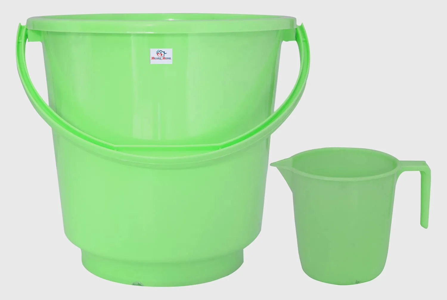 Heart Home 2 Pieces Unbreakable Virgin Plastic Multipurpose Bathroom Bucket & Mug Set (Green) (HS39HEARTH023135)