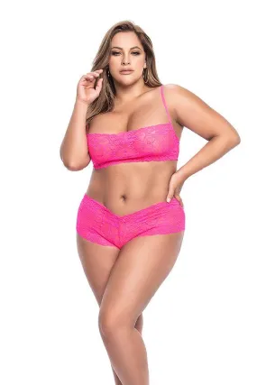 Hot Pink Hottie-- Hot Pink Lace Bralette & Panties Set