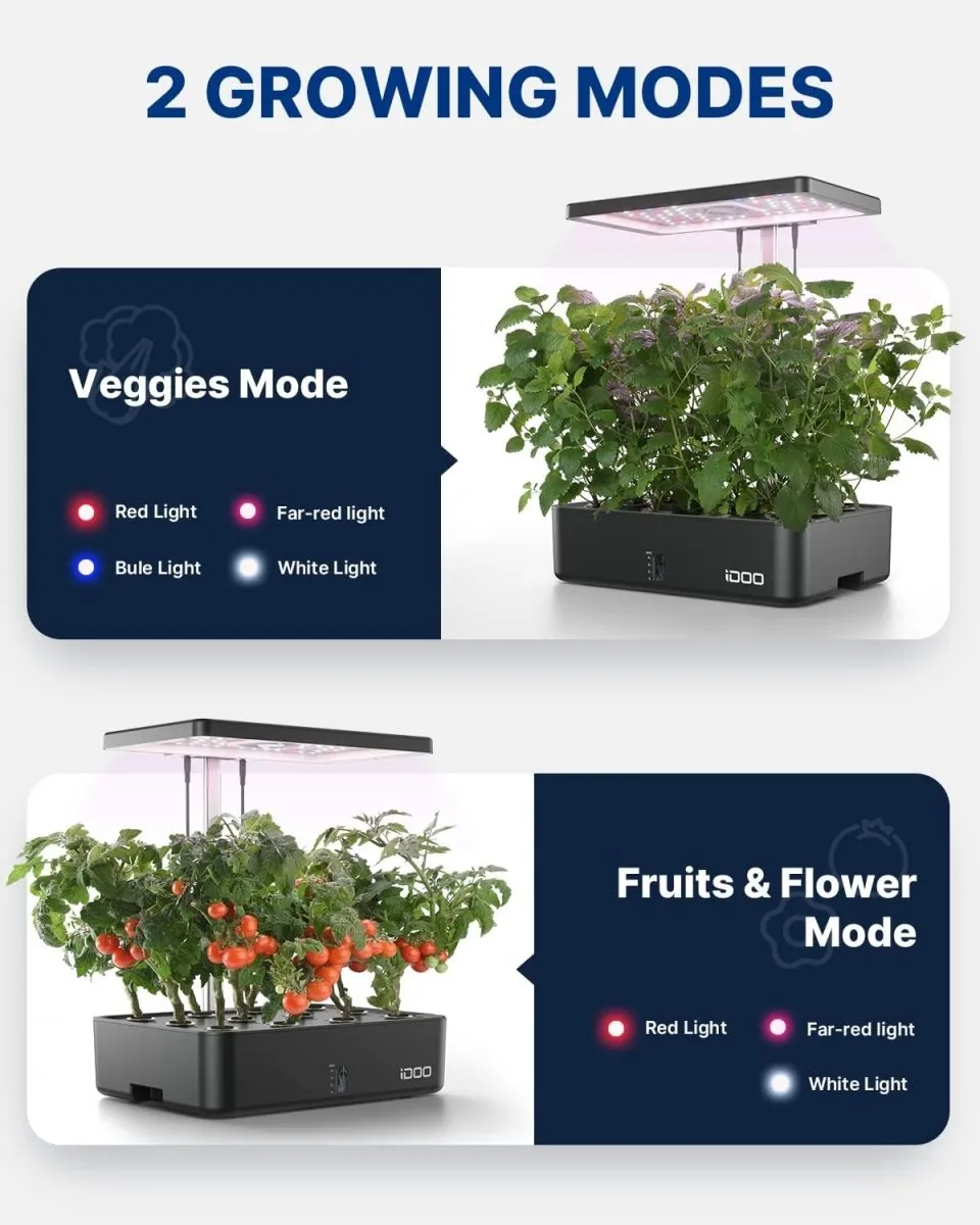 iDOO WiFi Hydroponics Growing System 12Pods Mini Herb Garden Germination Kit