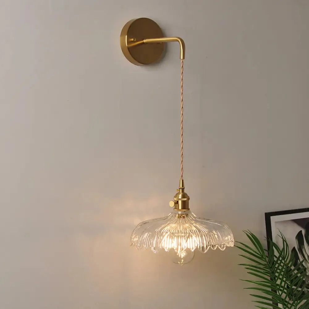 Industrial Clear Glass Wall Light Fixture - Bedside Mount