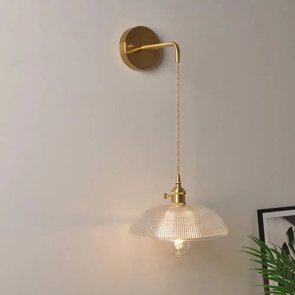 Industrial Clear Glass Wall Light Fixture - Bedside Mount