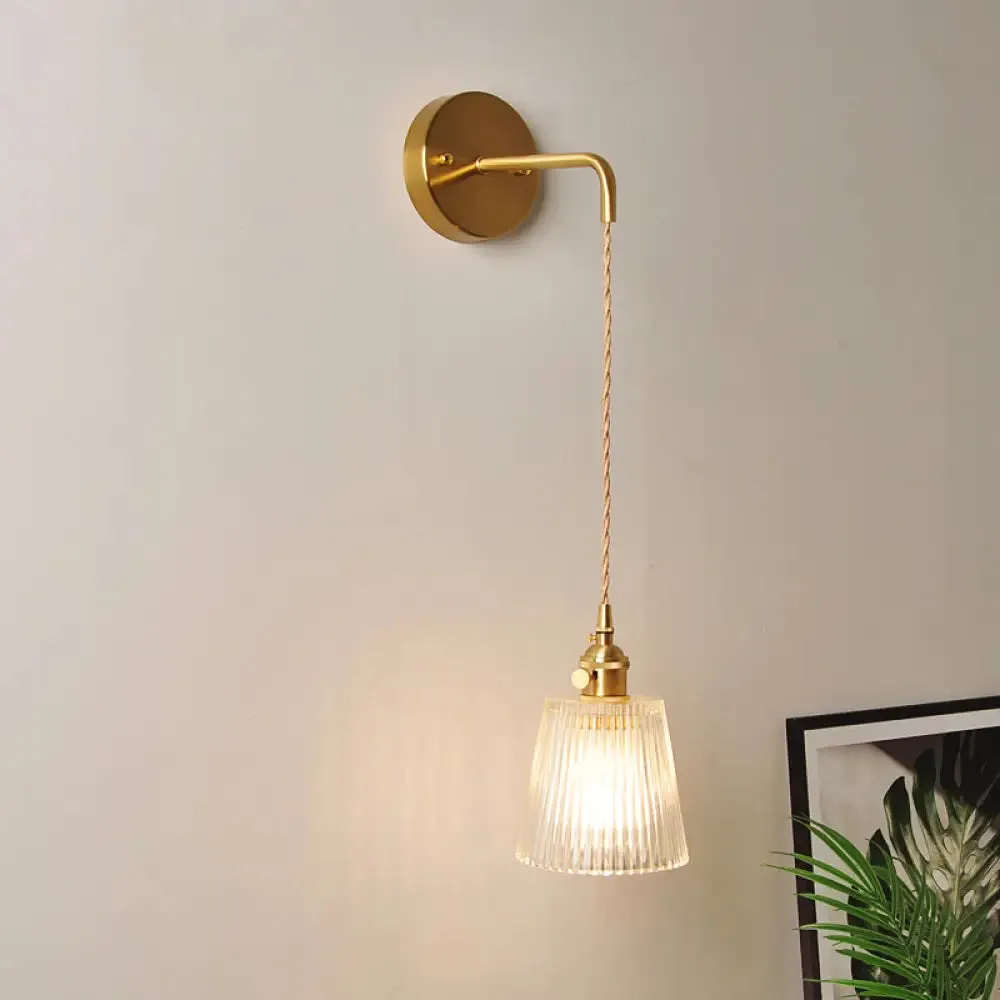 Industrial Clear Glass Wall Light Fixture - Bedside Mount