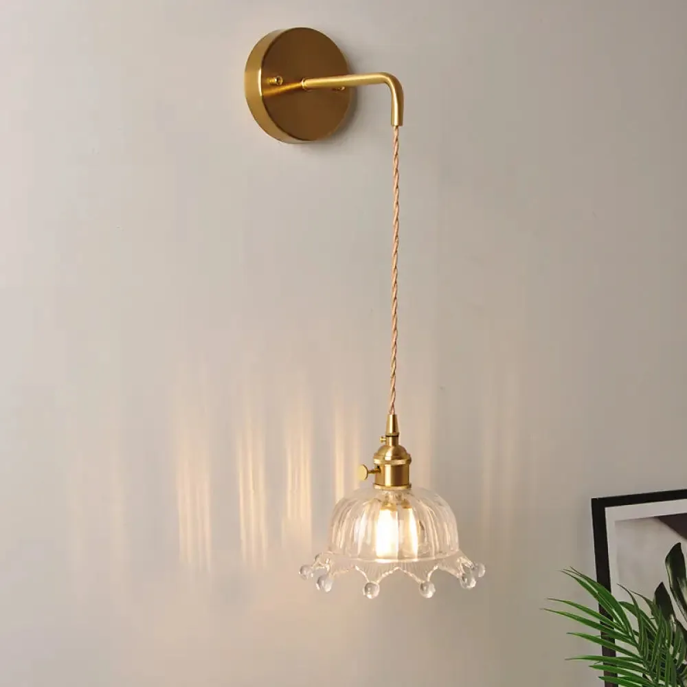 Industrial Clear Glass Wall Light Fixture - Bedside Mount