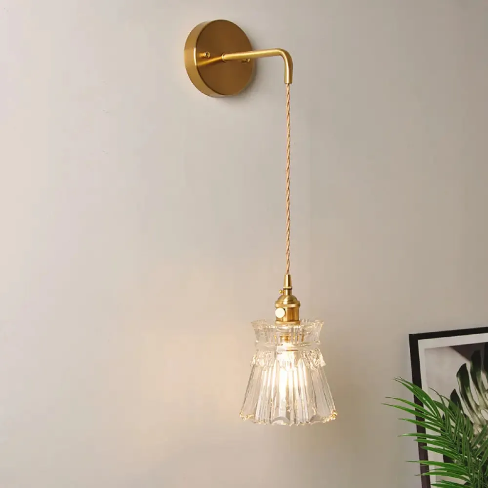 Industrial Clear Glass Wall Light Fixture - Bedside Mount