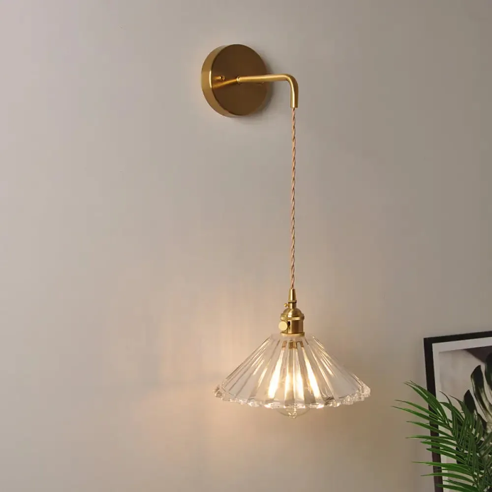 Industrial Clear Glass Wall Light Fixture - Bedside Mount