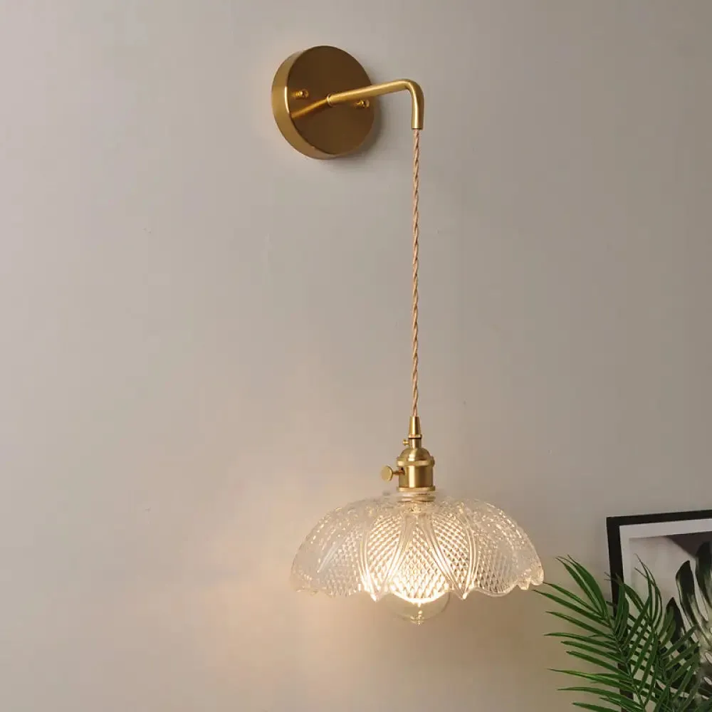 Industrial Clear Glass Wall Light Fixture - Bedside Mount