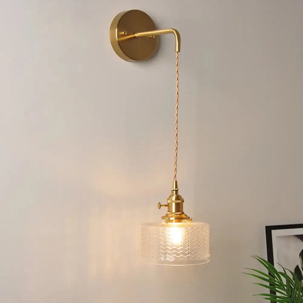 Industrial Clear Glass Wall Light Fixture - Bedside Mount