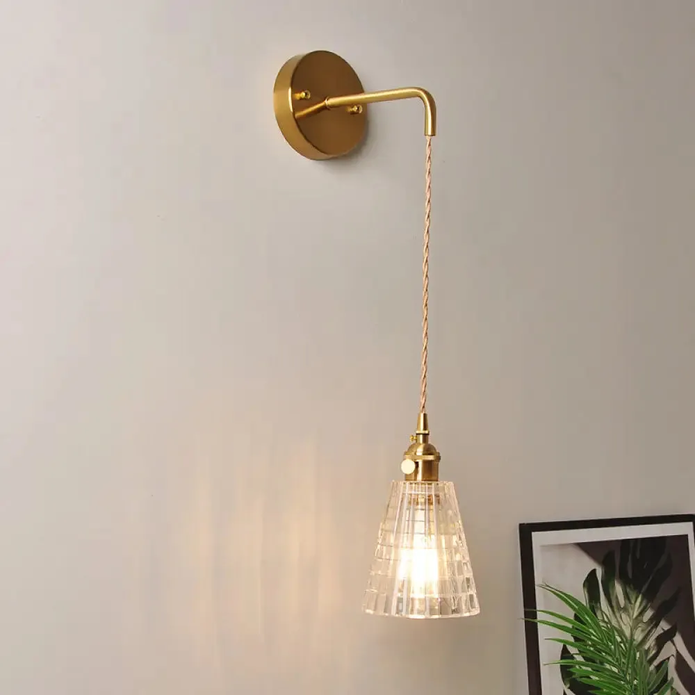 Industrial Clear Glass Wall Light Fixture - Bedside Mount