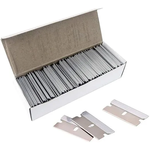 JAAGS  Razor Blades, 100 Pack, Steel Safety Box Cutter Replacement Blades, Removes Paint and Decals, Cuts Boxes and Cords, Fits Most Utility Knives