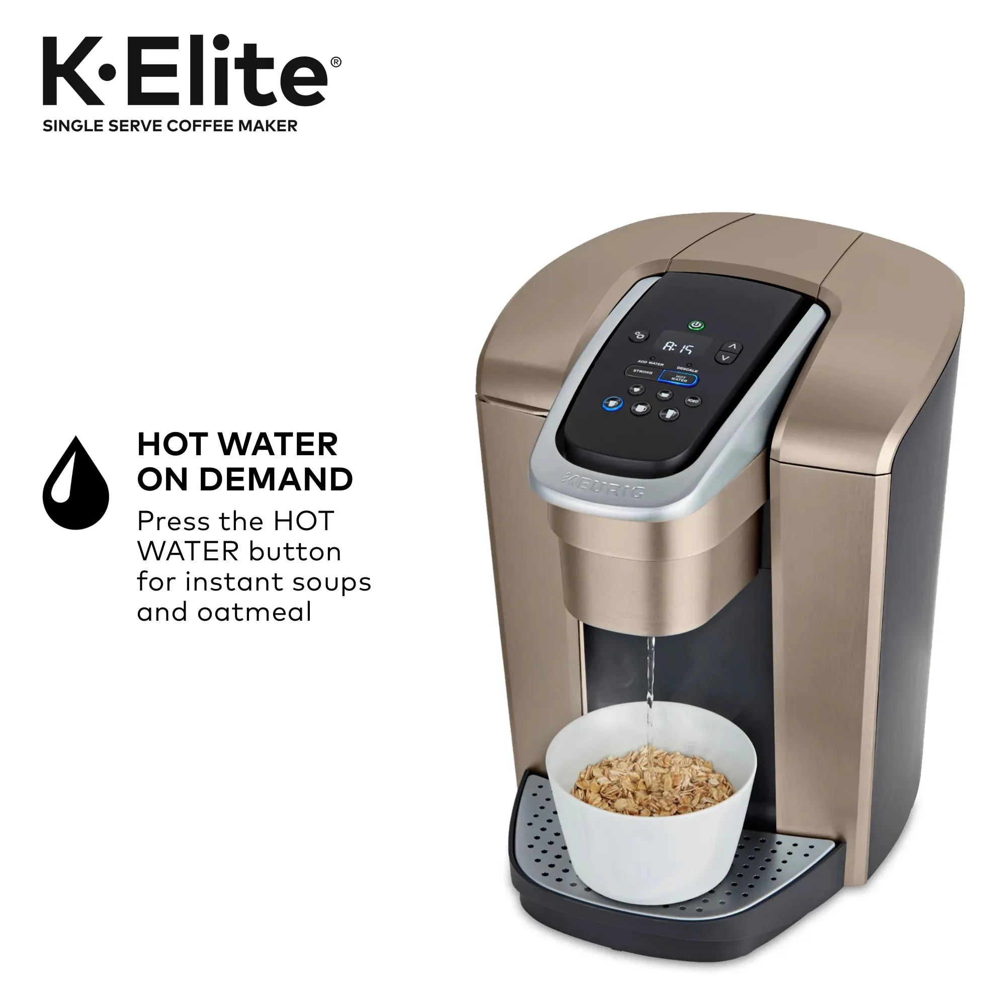 K-Elite, Single Serve K-Cup Pod Coffee Maker, Brushed Gold