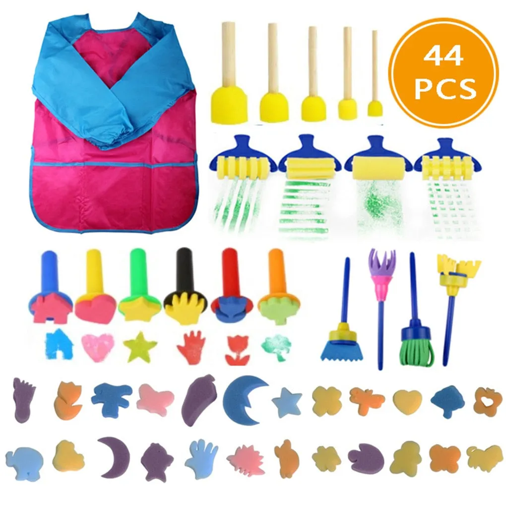 Kids Early Learning Sponge Painting Kit 44PC Set