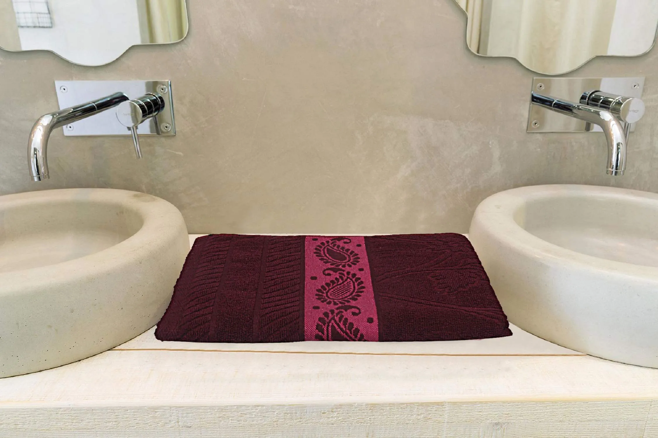 Kuber Industries 100% Cotton 2 Pieces Bath Towel 27" x54” (Maroon) -CTKTC28910