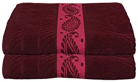 Kuber Industries 100% Cotton 2 Pieces Bath Towel 27" x54” (Maroon) -CTKTC28910