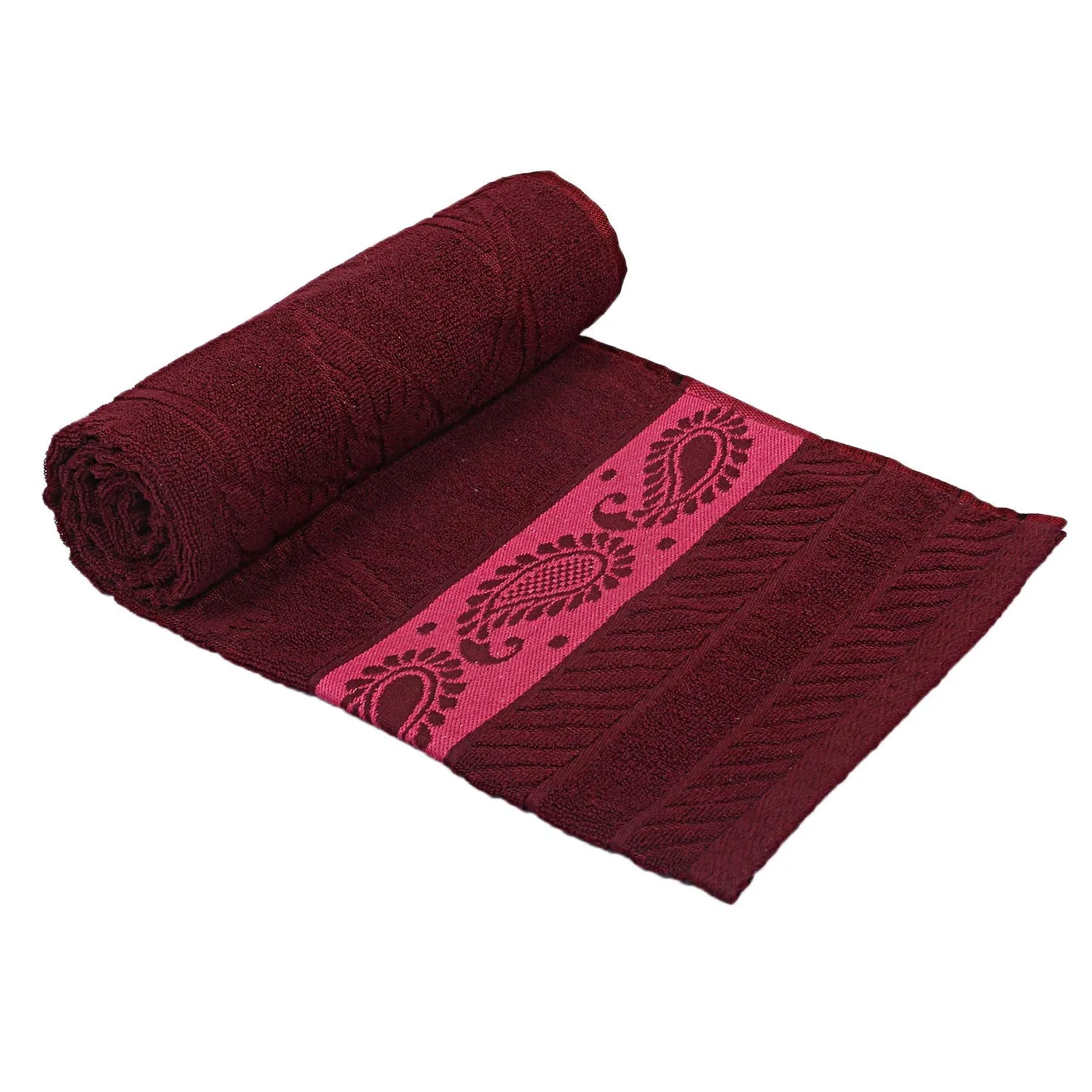 Kuber Industries 100% Cotton 2 Pieces Bath Towel 27" x54” (Maroon) -CTKTC28910