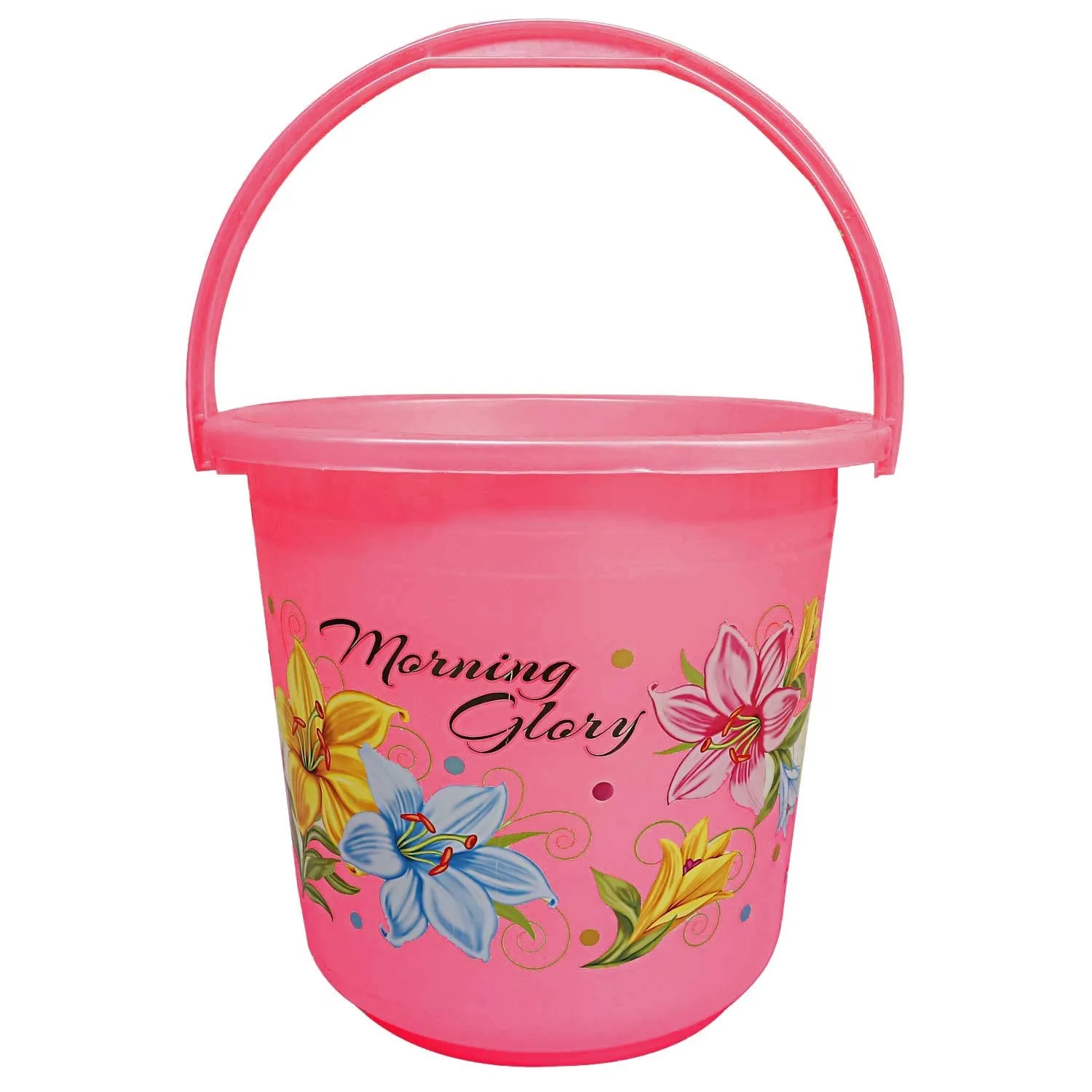 Kuber Industries Printed 3 Pieces Plastic Bucket, Mug & Stool Set (Pink)