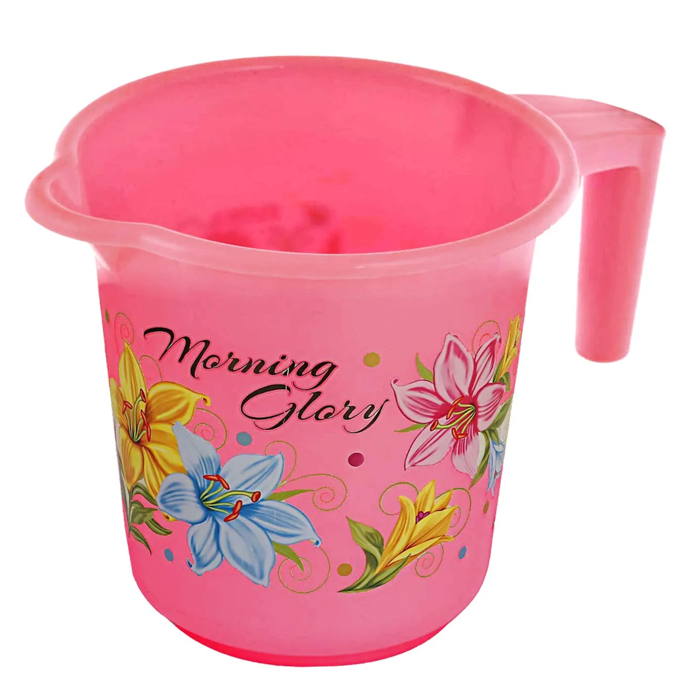 Kuber Industries Printed 3 Pieces Plastic Bucket, Mug & Stool Set (Pink)