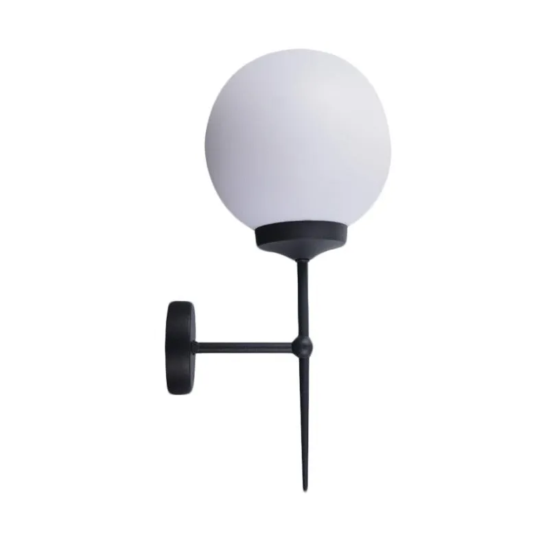 L-Shaped Black Globe Wall Light