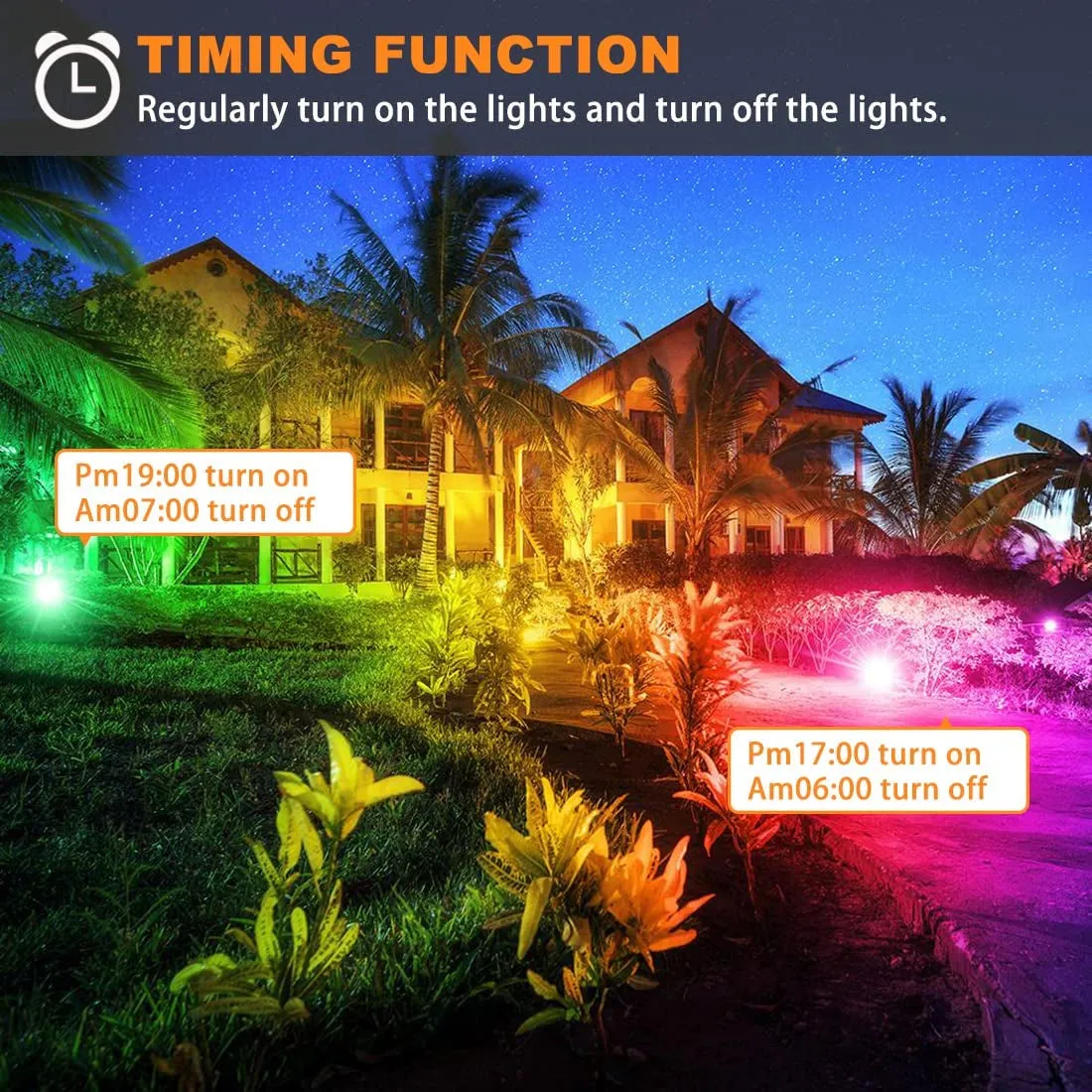 LED Flood Light Outdoor 800W Equivalent 8000LM Smart RGB Landscape Lighting with APP Control, DIY Scenes - Timing - Warm White 2700K - Color Changing Uplight, IP66 Waterproof US Plug (4Pack)