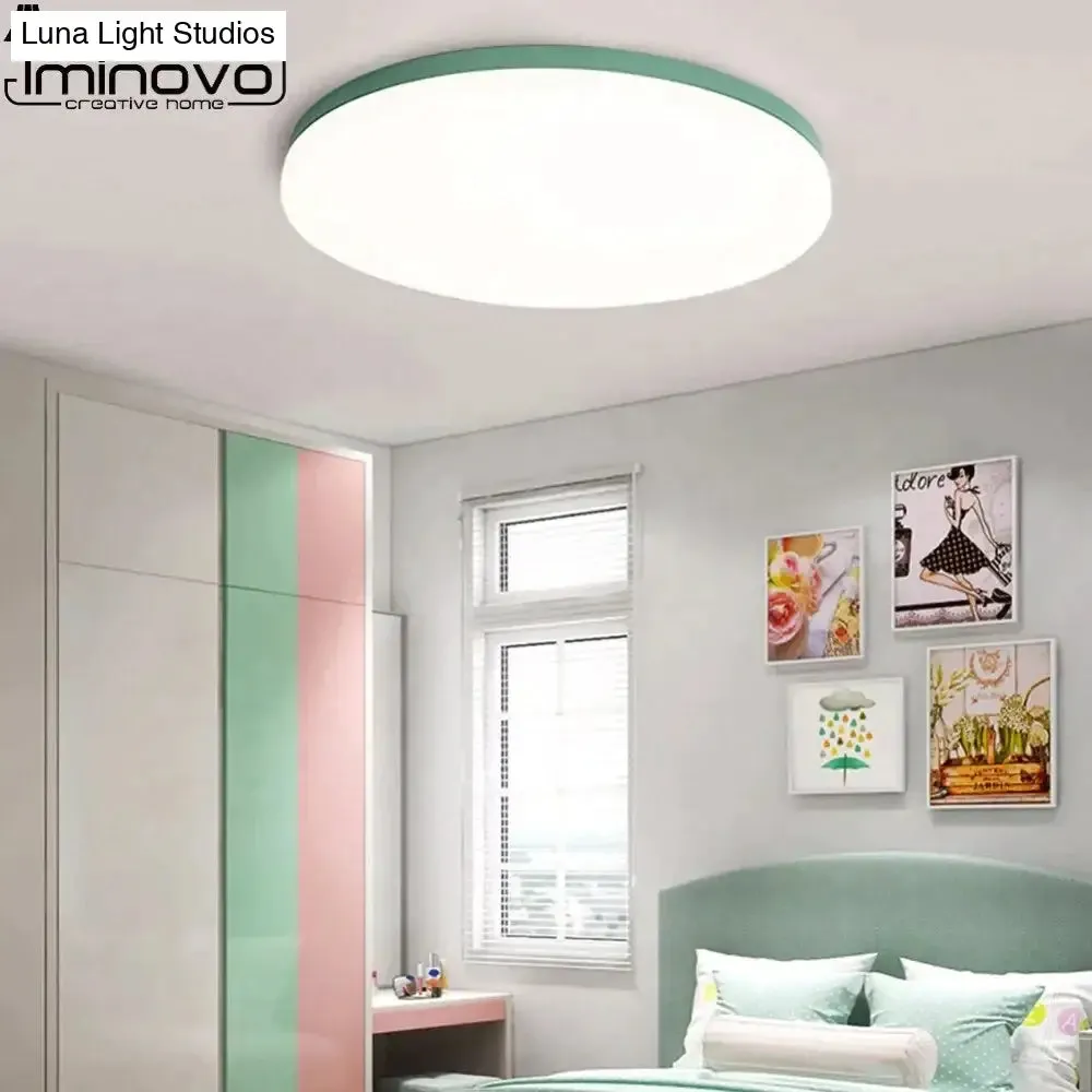 LED Macaron Ceiling Light Lamp Modern Panel Fixture Bedroom Children Remote Living Room Hall Surface Mount Flush Lighting