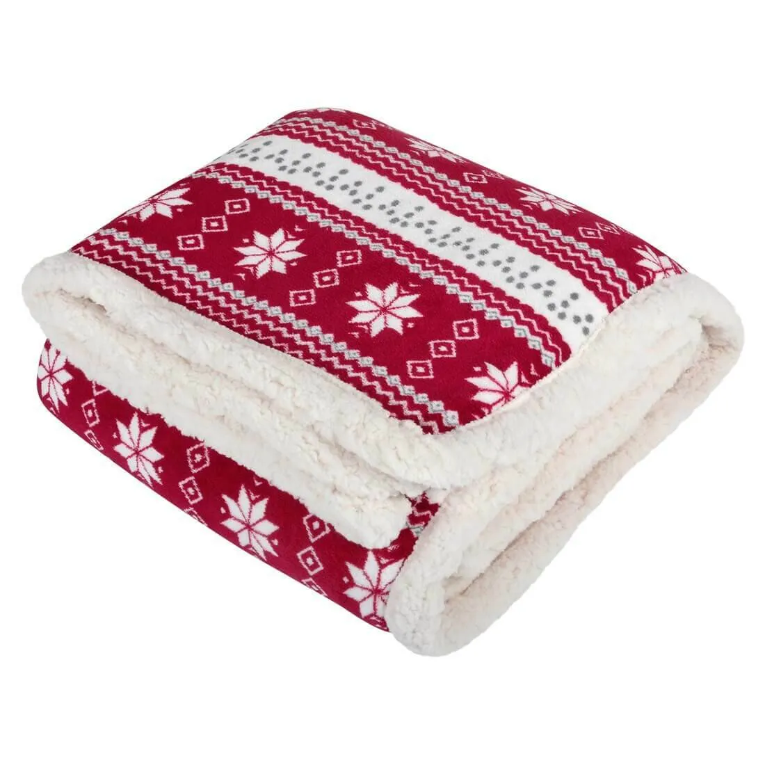 Luxury Double Layer Snowflake Sherpa Lined Fleece Blanket Sofa Bed Throw