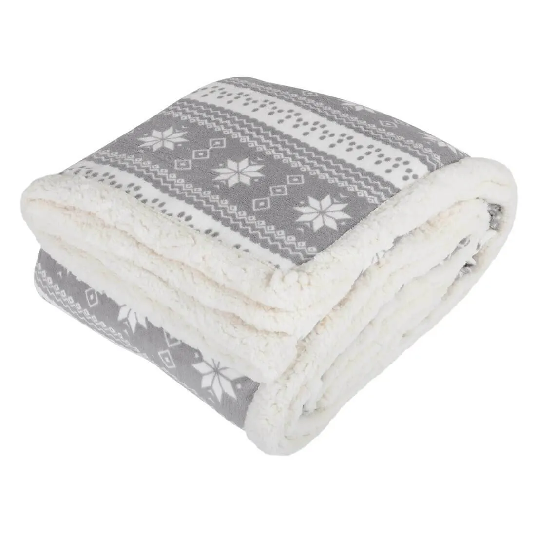 Luxury Double Layer Snowflake Sherpa Lined Fleece Blanket Sofa Bed Throw