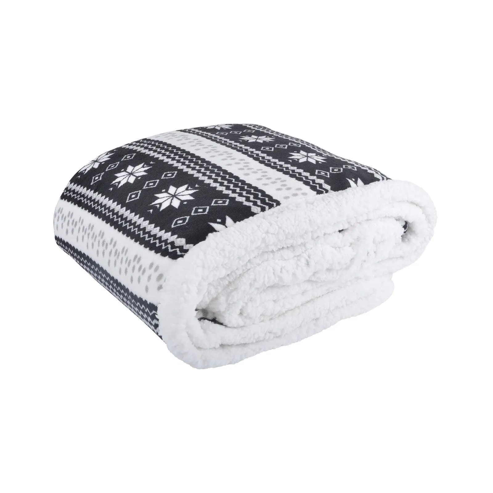 Luxury Double Layer Snowflake Sherpa Lined Fleece Blanket Sofa Bed Throw