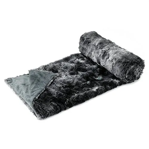 Luxury Super Soft Faux Fur Fleece Warm Breathable Lightweight (60x80, Twin Size Black)