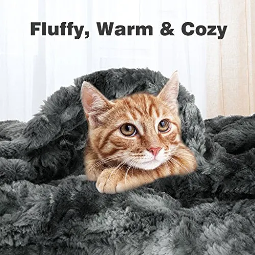 Luxury Super Soft Faux Fur Fleece Warm Breathable Lightweight (60x80, Twin Size Black)