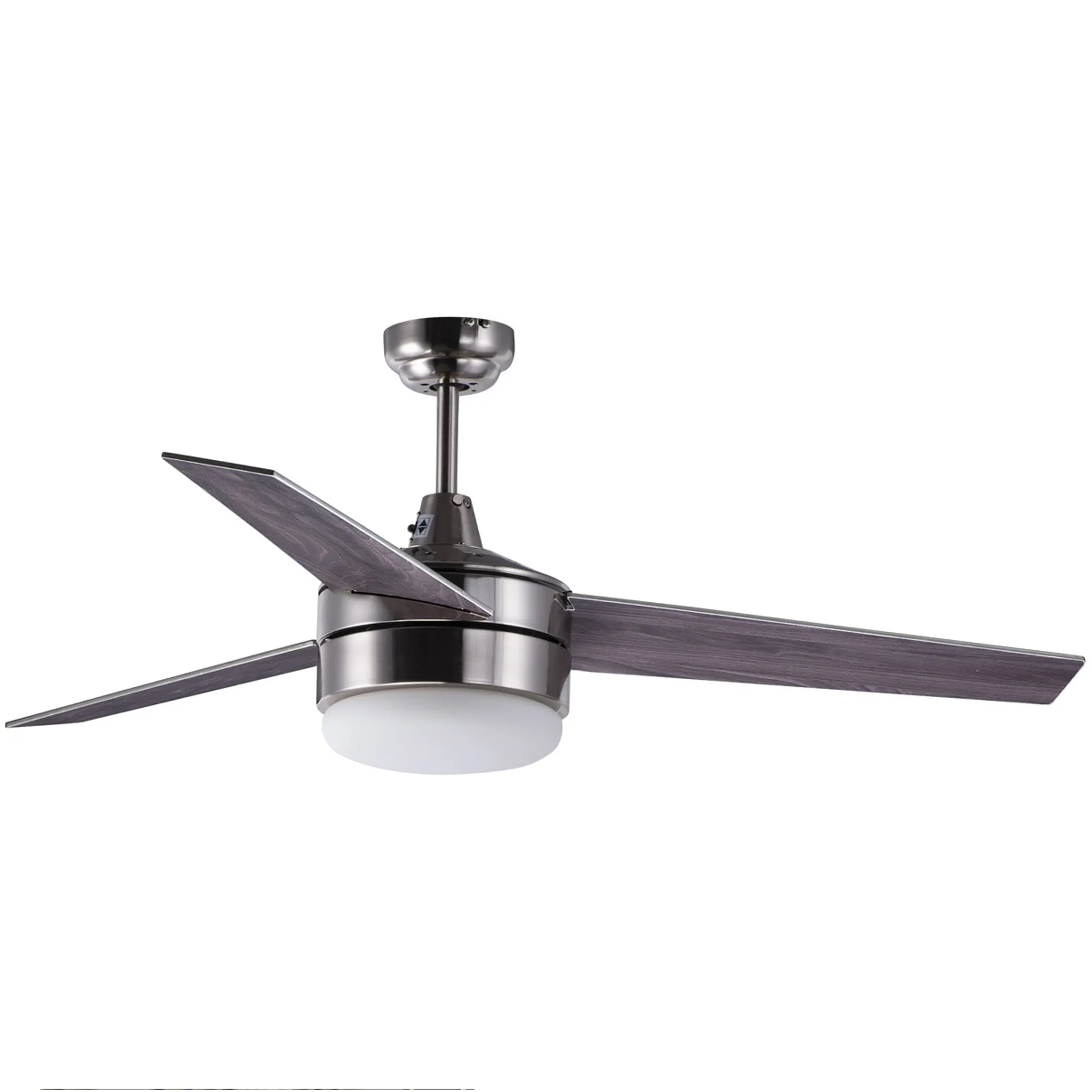 MAXIM Lighting 52'' 3-Blade Indoor Ceiling Fan with LED Light & Wall Control Switch Satin Nickel/Black