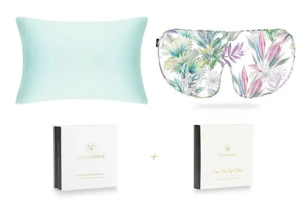 MayfairSilk Teal Breeze and Iridescent Garden Silk Sleep Gift Set