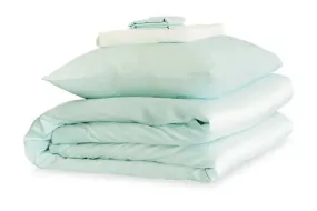 Mayfairsilk Teal Breeze and Ivory Silk Duvet Set