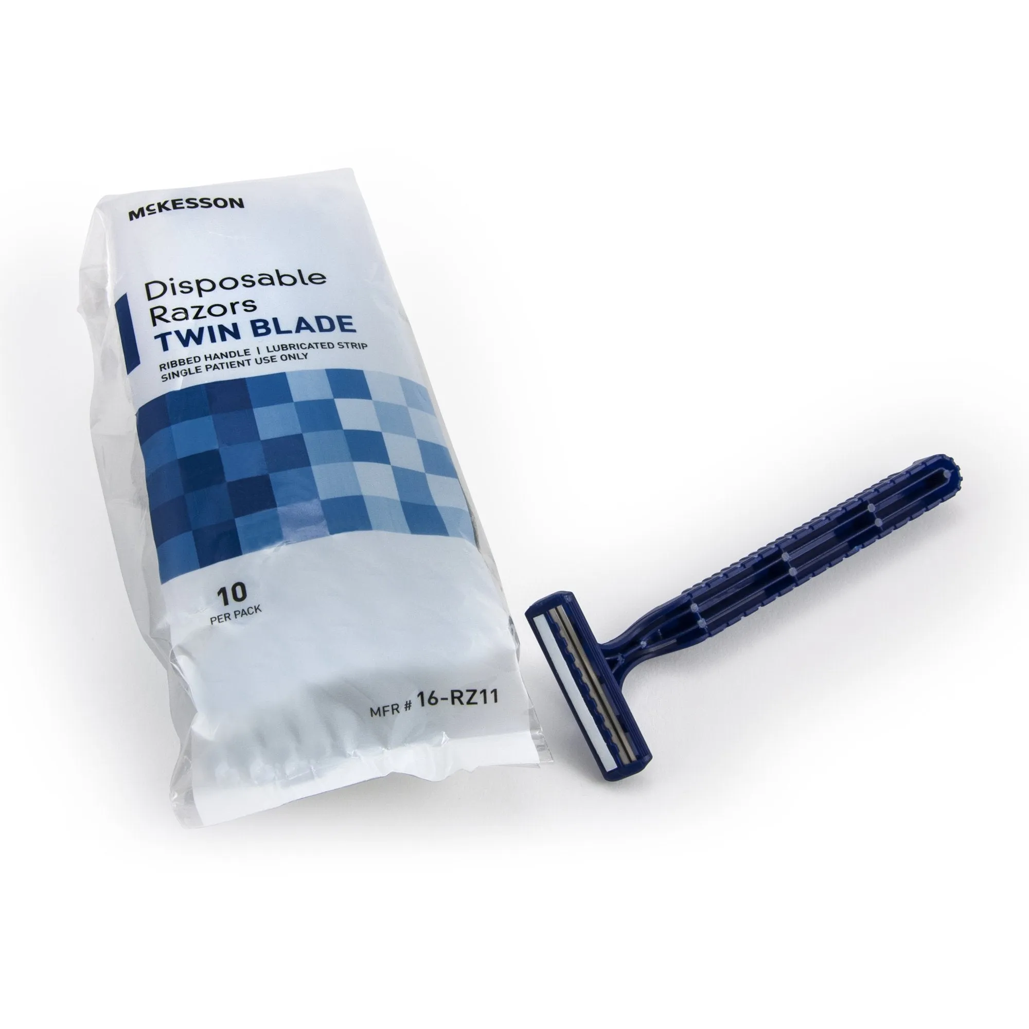 McKesson Disposable Razor, Twin Blade, Lubricated Strip, Blue