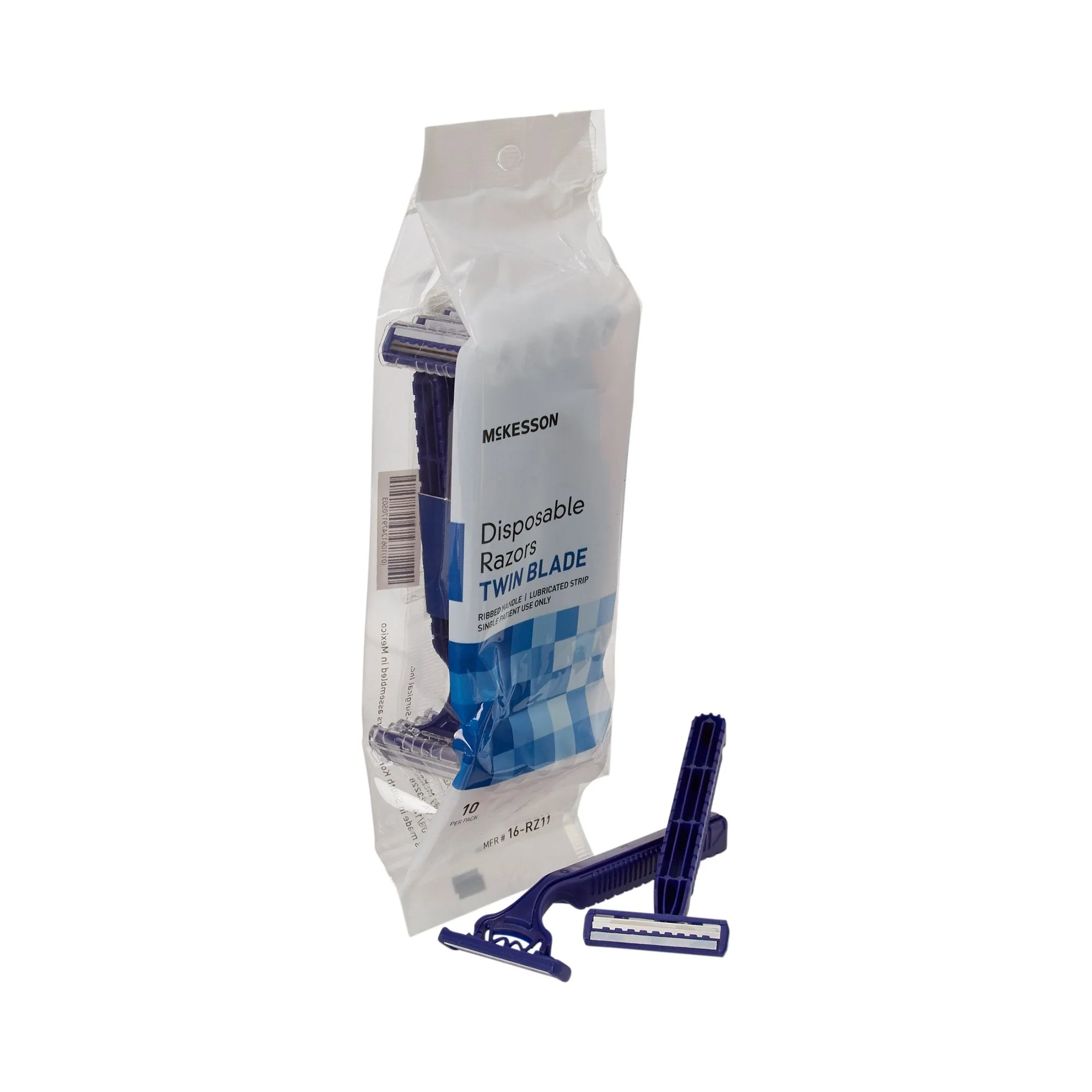 McKesson Disposable Razor, Twin Blade, Lubricated Strip, Blue