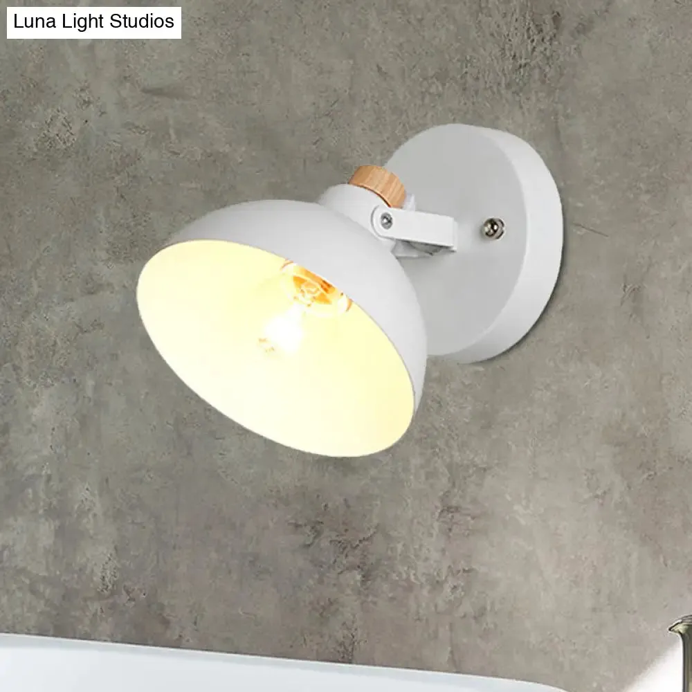 Minimalist Domed Wall Lamp - Metallic Sconce Fixture in White